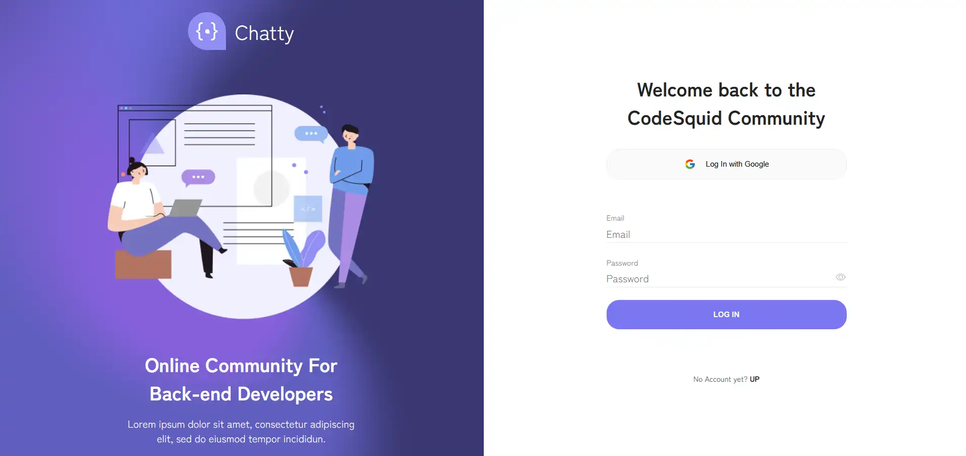 Chatty CodeSquid Community loyihasi ko‘rinishi